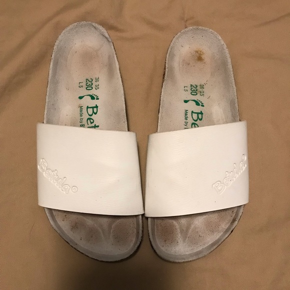 Betula by BIRKENSTOCK White Leather Slides Sandals Slip Ons Size 36 Ladies 5 - Picture 3 of 8